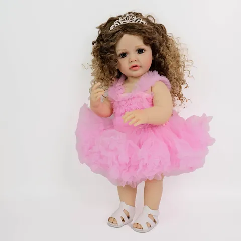 Lifelike Reborn Baby Doll Silicone Vinyl Full Body Washable Handmade Princess Tutu Dress With Crown Tiara For Girls Role Play Toy Gift
