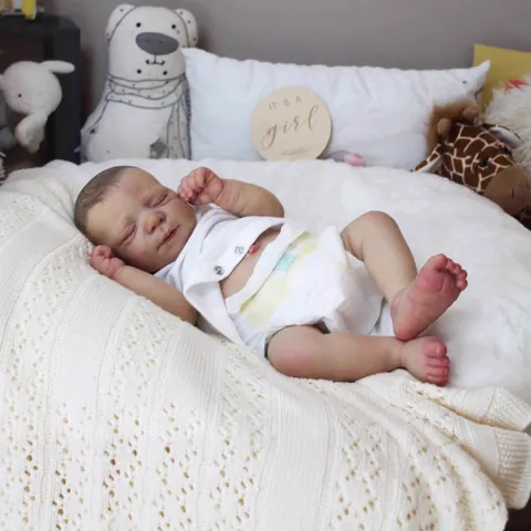 Lifelike Full Silicone Body Reborn Baby Doll Sleeping Newborn Toy With Hand Painted Hair And Matching Clothes For Kids Gift