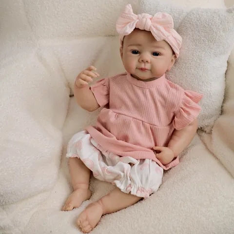 Realistic 19 Inch Reborn Baby Doll Full Silicone Body Soft Lifelike Handmade Newborn Doll With Pink Outfit Pacifier Milk Bottle Birthday Gift For Kids