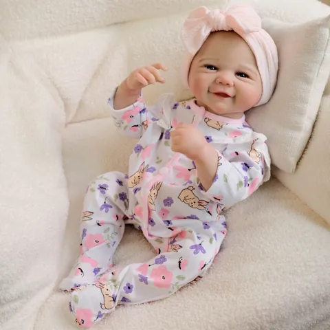 Realistic Reborn Baby Doll 48cm Full Body Vinyl Washable Newborn Girl Doll With Butterfly Print Romper Headband Toys Gift