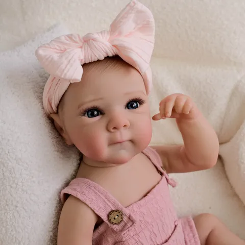 19 Inch Realistic Reborn Baby Doll Full Silicone Vinyl Body Waterproof Handmade Painted Girl With Pink Romper Gift For Kids