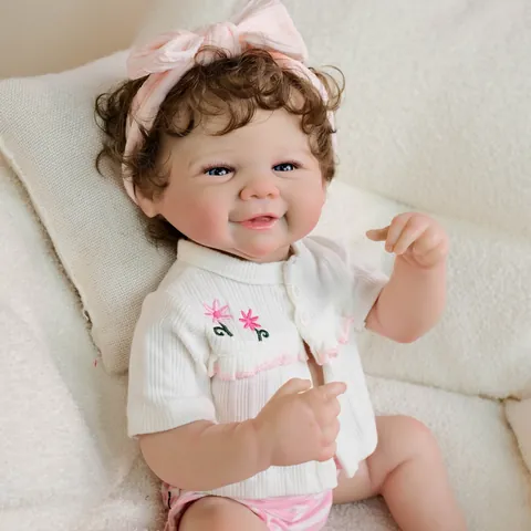 Realistic Reborn Baby Doll Soft Vinyl Full Body Hand Painted Flower Embroidery Clothing Rooted Hair Dolls For Kids Gift