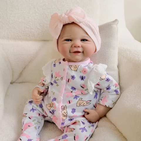 Realistic Reborn Baby Doll 48cm Full Body Vinyl Washable Newborn Girl Doll With Butterfly Print Romper Headband Toys Gift