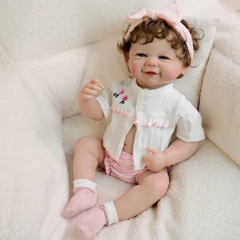 Realistic Reborn Baby Doll Soft Vinyl Full Body Hand Painted Flower Embroidery Clothing Rooted Hair Dolls For Kids Gift