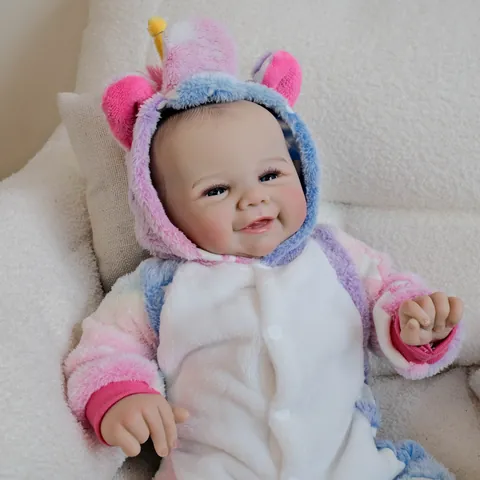 Realistic Reborn Baby Doll Vinyl Full Body Washable With Unicorn Tie Dye Plush Onesie Toy For Kids Christmas Gift