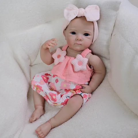 Realistic Vinyl Reborn Baby Doll With Pink Star Floral Outfit And Headband For Kids Birthday Gift Newborn Toy Full Body
