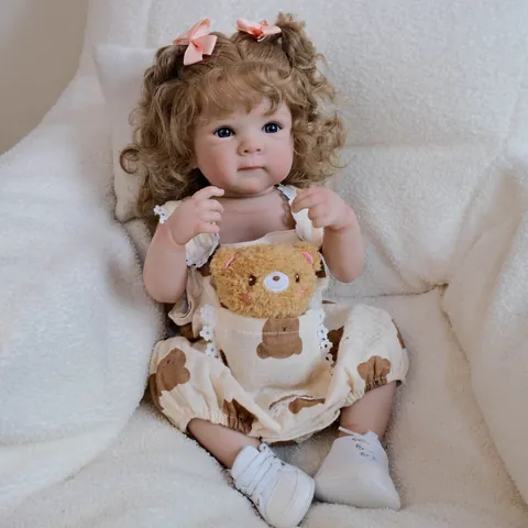 Realistic Simulation Reborn Baby Doll Full Body Silicone Vinyl Washable Rooted Hair Hand Painted Newborn Doll with Bear Outfit Shoes Pacifier Plush Toy Birthday Gift for Kids