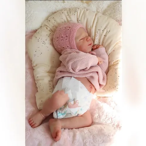 Realistic Reborn Baby Doll Sleeping Full Body Silicone Vinyl Waterproof Life Like Newborn Girl In Pink Knitted Sweater Gift Toy