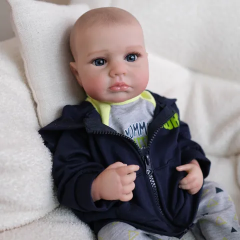 Realistic Reborn Baby Doll Lifelike Silicone Newborn LouLou Doll With Monster Outfit Hand Painted Hair Toddler Toy Gift