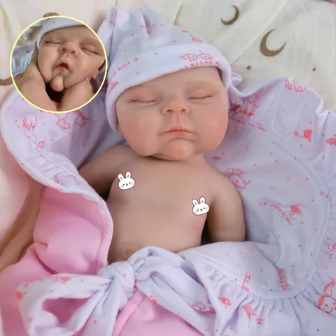 Poupée Bébé de Simulation Réaliste en Silicone Plein Avec Lange Floral Bonnet Poupée Reborn Souple Étirable Pour Enfants