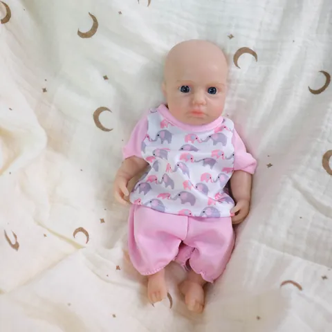Bambola Reborn Realistica Completo con Stampa Elefante Rosa Silicone Pieno Morbido Simulazione Giocattolo per Bambini
