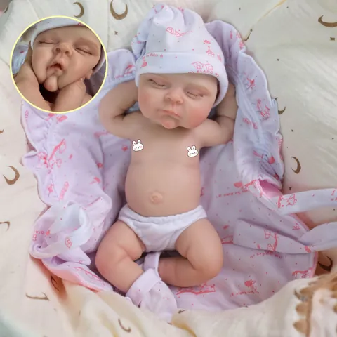 Poupée Bébé de Simulation Réaliste en Silicone Plein Avec Lange Floral Bonnet Poupée Reborn Souple Étirable Pour Enfants