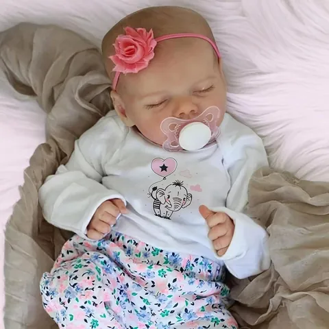 Realistica Bambola Reborn Bimba Che Dorme Corpo in Vinile Completo Dipinta a Mano Bambola Neonato Con Vestiti Floreali E Accessori