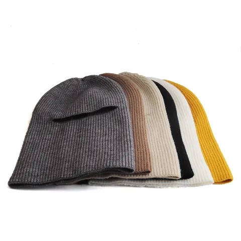 Unisex 2-in-1 Gebreide Bivakmuts Beanie Muts Dik Warm Winter Geribbelde Slouchy Masker Gezichtsbedekking Voor Heren Dames Buiten