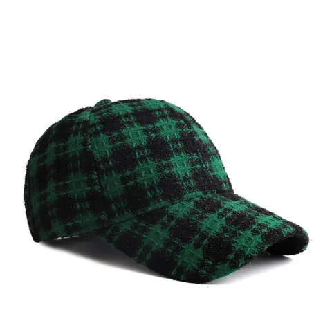 Women's Fashion Tweed Plaid Baseball Cap Vintage Autumn Winter Warm Adjustable Checkered Sunshade Hat Outdoor Casual Travel Top