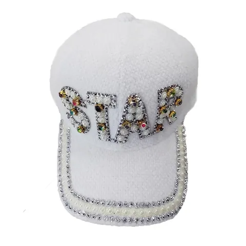 Women's Winter Thickened Knitted Baseball Cap With Rhinestone Star Letter Bowknot Decoration Fashion Warm Peaked Hat