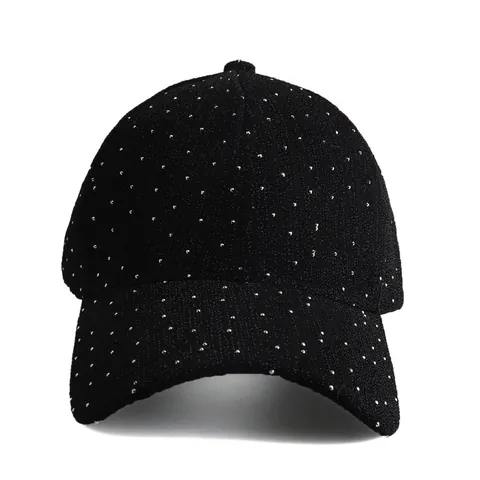 Women's Sparkling Full Rhinestone Baseball Cap Polyester Sun Protection Outdoor Travel Fashion Adjustable Bling Tongue Hat