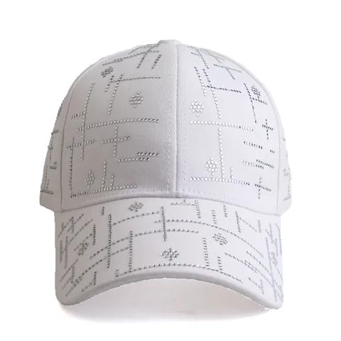 Women's Fashion Rhinestone Encrusted Cotton Baseball Cap Outdoor Sunshade Sun Protection Curved Brim Peaked Hat Casual Streetwear Fashion Accessories