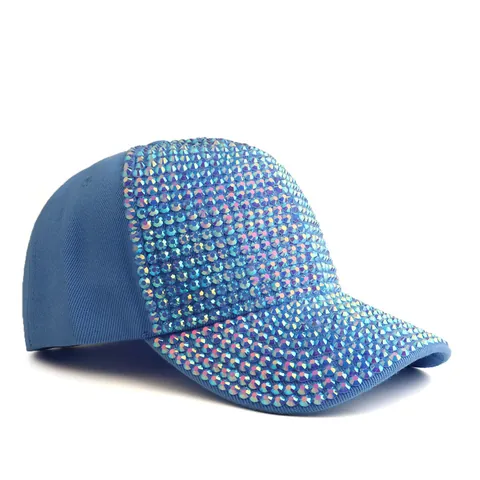 Women Luxury Full Rhinestone Studded Baseball Cap Acrylic Adjustable Sunshade Outdoor Fashion Sparkling Glitter Duck Tongue Hat