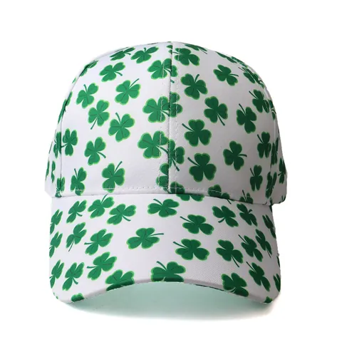 Berretto da Baseball con Stampa a Trifoglio di San Patrizio da Donna Regolabile Bianco Verde Trifoglio Cappello da Sole All'aperto