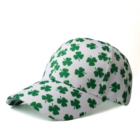 Berretto da Baseball con Stampa a Trifoglio di San Patrizio da Donna Regolabile Bianco Verde Trifoglio Cappello da Sole All'aperto