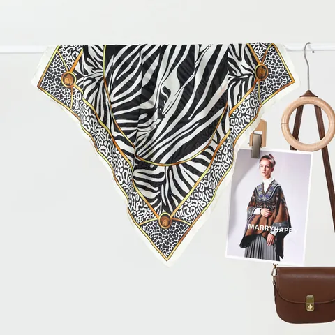 Pañuelo Cuadrado de Satén con Estampado de Leopardo y Cebra para Mujer Elegante Pañuelo para el Cabello Símil Seda para Oficina Diaria Viaje Accesorio de Moda