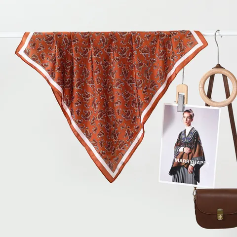 Foulard Carré en Satin à Motif Paisley Vintage pour Femme Élégant Foulard de Cou en Polyester Imprimé Accessoire Décoratif pour Bureau Quotidien