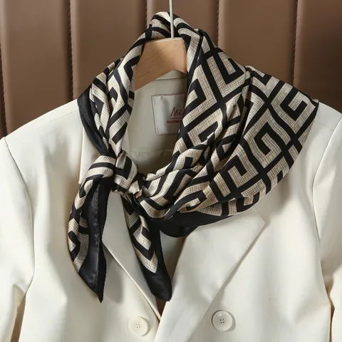 Women's Satin Square Scarf Elegant Geometric Greek Key Pattern 70x70cm Silk-Like Head Hair Handbag Wrap Neck Scarf