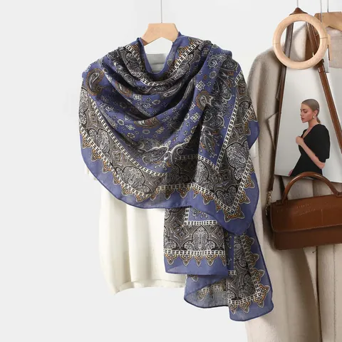 Damen Vintage Paisleymuster Schal Retro Mode Viskose Schultertuch Dünn Dekorativ Lang Wickeltuch Für Damen Accessoires