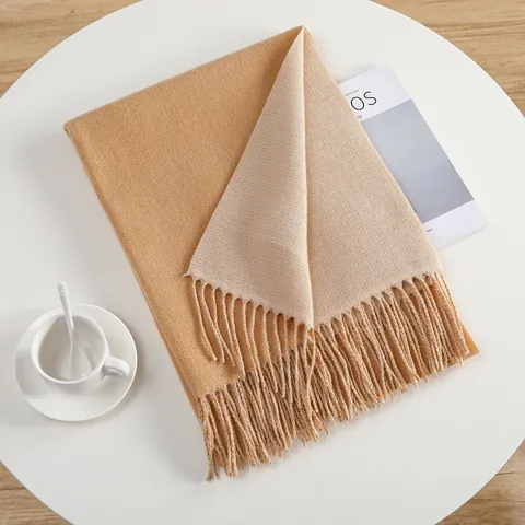Women's Fashion Minimalist Solid Color Cashmere-Like Scarf With Tassels Soft Warm Winter Commuter Shawl Wrap For Lady