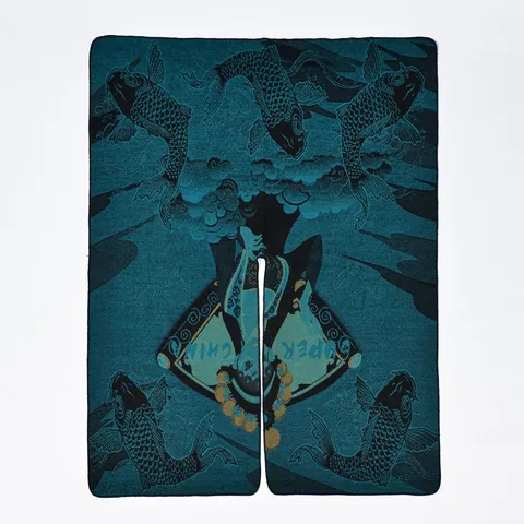 Damen Neuer Chinesischer Stil Koi Fisch Muster Verdicktes Kaschmir Imitat Schal Poncho Vintage Floral Jacquard Vorne Offen Warmer Umhang Für Reisen Fotografie
