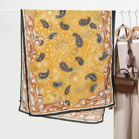 Dames Grote Paisley Print Sjaal Lichtgewicht Viscose Omslagdoek Retro Bloemen Strand Sjaal Voor Lente Herfst Mode