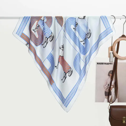Zebra Stripe Horse Print Satin Square Scarf For Women Fashion Silk Like Neck Scarf Decorative Head Handbag Band