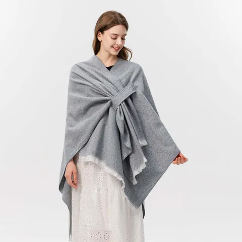 Poncho Scialle da Donna Con Allacciatura Obliqua Spacco Nappe Morbido Cashmere Imitazione Wrap Per Inverno Autunno Outdoor Casual