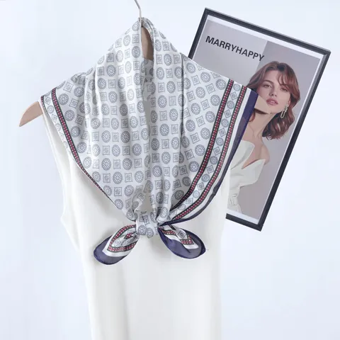 Damen Bedruckt Satin Quadratisch Tuch Vintage Geometrisch Muster Seidig Halstuch Kopftuch Für Sonnenschutz Mode Accessoire
