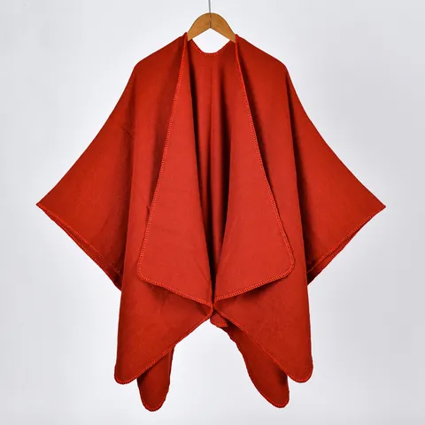 Damen Poncho Schal Aus Kaschmir-Imitat Einfarbig Vorne Offen Warm Strickumhang Mit Schlitz Für Herbst Winter Oberbekleidung