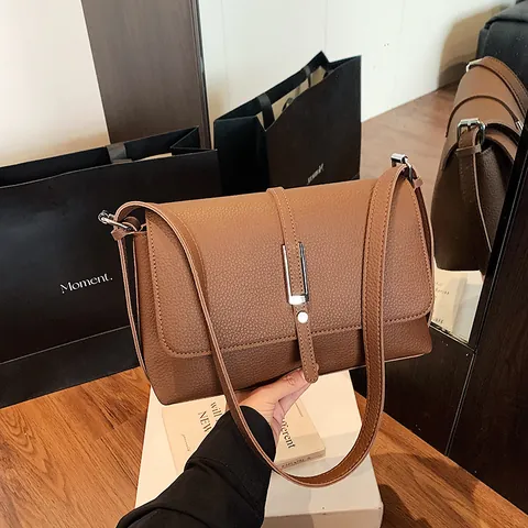 Retro Litschi Korn PU Leder Schultertasche Für Damen Große Kapazität Minimalistisch Umhängetasche Unterarm Tasche Handtasche