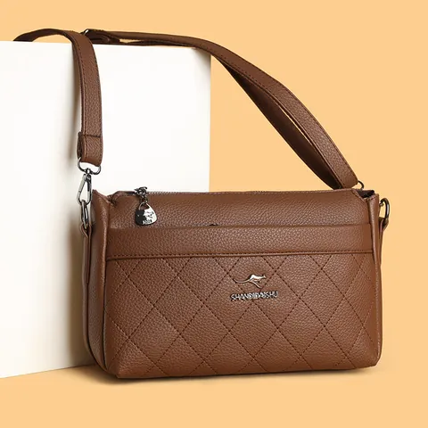 Bolso de Hombro de Cuero PU Acolchado de Rombos Rétro Para Mujer Bolso Bandolera de Gran Capacidad Casual Bolso de Axila Moda