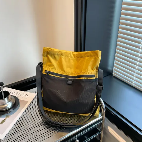 Borsa a Tracolla in Nylon Techwear Per Uomo Donna Grande Capacità Messenger Mesh Minimalista Borsa a Spalla in Tela Pendolare Ciclismo
