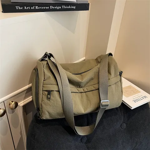 Damen Große Kapazität Nylon Umhängetasche Lässig Multi Tasche Gewaschener Stoff Schultertasche Leicht Täglich Reisen Tasche