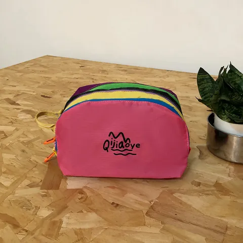 Women Multi Layer Nylon Toiletry Bag Large Capacity Dopamine Color Patchwork Makeup Organizer Travel Wash Clutch Bag