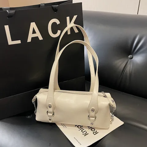 Γυναικεία Trendy Vintage Τσάντα Μασχάλης από Δέρμα PU Μονόχρωμη Μινιμαλιστική Τσάντα Ώμου Κομψή Τσάντα Μετακίνησης Με Φερμουάρ