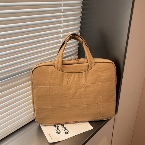 Sac à Main pour Ordinateur Portable Matelassé Grande Capacité Style Coréen Serviette Rembourrée Navette Mode Minimaliste Fourre-Tout pour Femmes Hommes École Travail