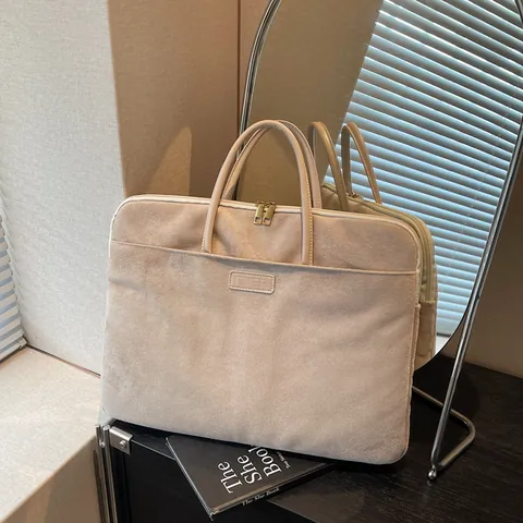 Sacoche Ordinateur En Suédine Imperméable Mallette Affaires Housse Protection Sac À Main Pour Ordinateur Bureau Navette Unisexe
