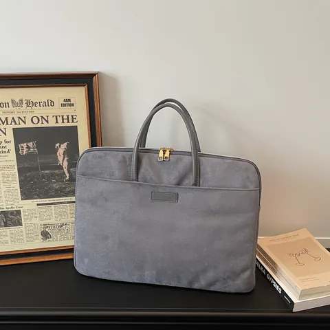 Sacoche Ordinateur En Suédine Imperméable Mallette Affaires Housse Protection Sac À Main Pour Ordinateur Bureau Navette Unisexe