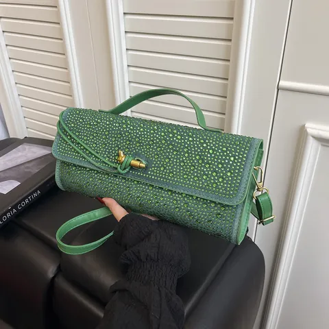 Borsa Sottobraccio in Strass da Donna Borsa a Mano in Pelle PU Glitterata Per Banchetto Serale Festa di Matrimonio Borsa a Tracolla Fashion Twist Lock