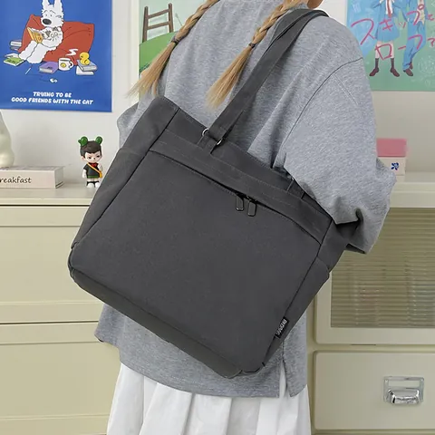 Women Large Capacity Canvas Nylon Tote Bag Urban Minimalist Commuter Student Shoulder Bag Multi-Pocket Laptop Handbag
