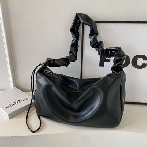 Borsa a Spalla in Pelle PU Plissettata da Donna Minimalista Grande Capacità Cloud Tote Hobo Borsa Con Tracolla Plissettata