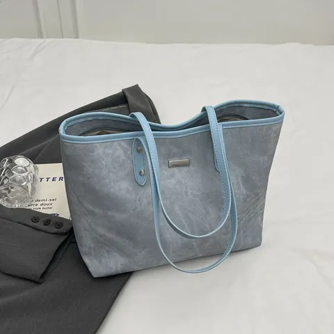 Bolso Tote de Cuero PU Vintage de Gran Capacidad para Mujer Textura de Mármol Lavado Bolso de Hombro para Diario Con Cremallera Remaches