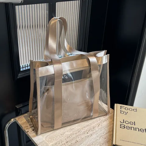 Γυναικεία Διαφανής Τσάντα Tote PVC Διαφανής Τσάντα Χειρός Με Εσωτερική Θήκη Αδιάβροχη Παραλία Ψώνια Τσάντα Ώμου Κορεατική Μινιμαλιστική Μόδα
